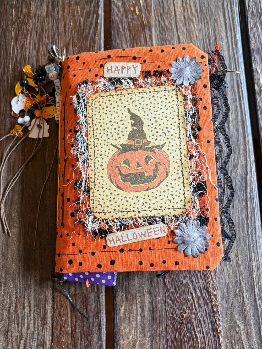 Halloween Junk Journal Small Handmade Decorated 3 Sig Pumpkin Jack O Lantern